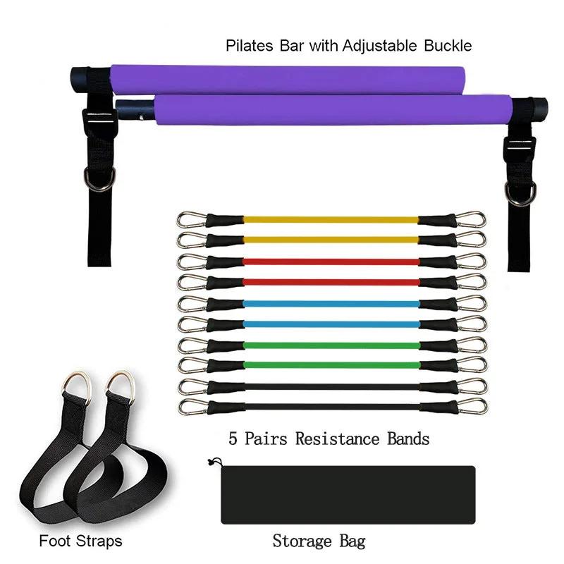 Fitness Yoga Pilates Bar Portable Gym Accessories Sport Elastic Bodybuilding Resistance Bands For Home Trainer Workout Equipment - WILKYs