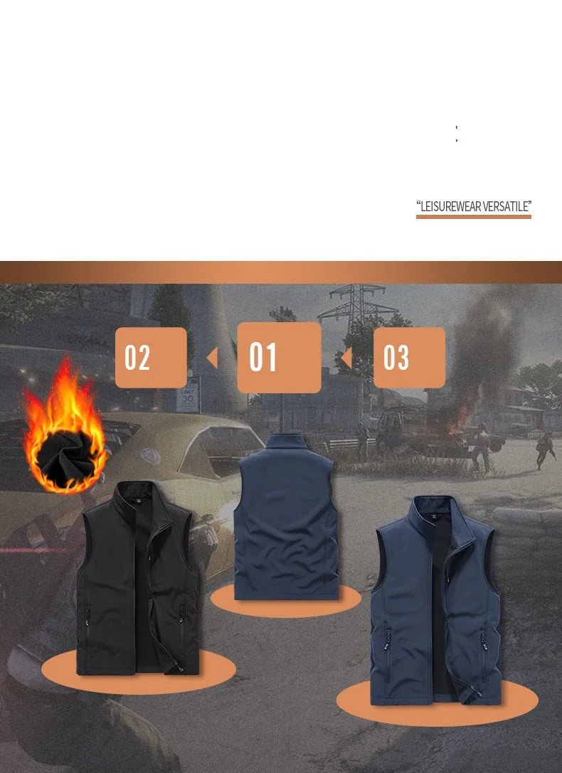 Fleece Vest For Men Winter Softshell Jacket Polar Fleece Outdoor Fishing Sleeveless Men Waistcoat Windproof Softshell Vest Men5x - WILKYs