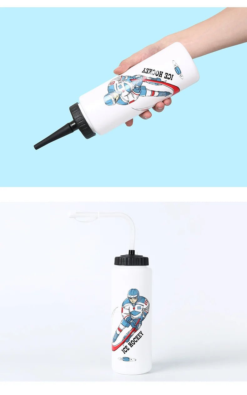 Free 1000ML Ice Hockey Water Bottle Portable Large Capacity Football Lacrosse Bottle Classic Extended Tip Design Sports Gear - WILKYs