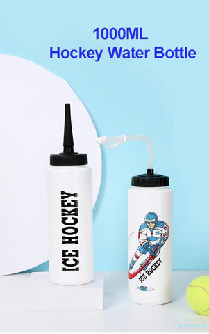 Free 1000ML Ice Hockey Water Bottle Portable Large Capacity Football Lacrosse Bottle Classic Extended Tip Design Sports Gear - WILKYs