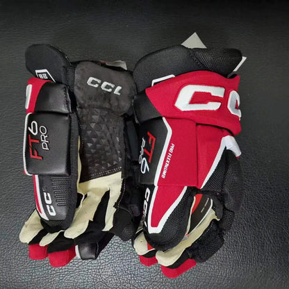 FT6 PRO Glove For Hockey Sticks Player Size 13 14" Senior Black Red Outdoor Rollor Hockey Training Gloves - WILKYs