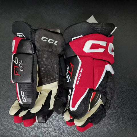 FT6 PRO Glove For Hockey Sticks Player Size 13 14" Senior Black Red Outdoor Rollor Hockey Training Gloves - WILKYs