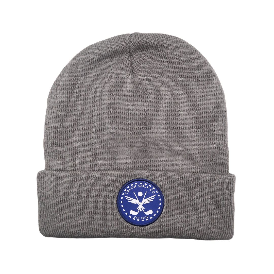 Gray Knit Beanie w/ Navy Eagle Circle Logo - WILKYs