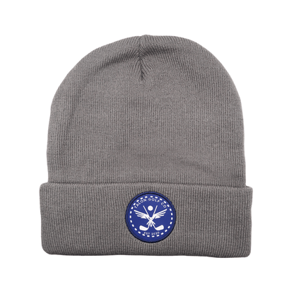 Gray Knit Beanie w/ Navy Eagle Circle Logo - WILKYs