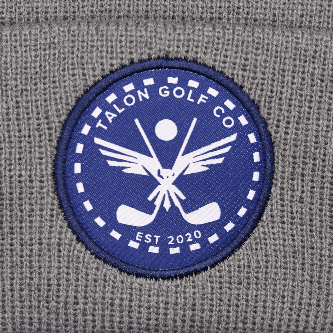 Gray Knit Beanie w/ Navy Eagle Circle Logo - WILKYs