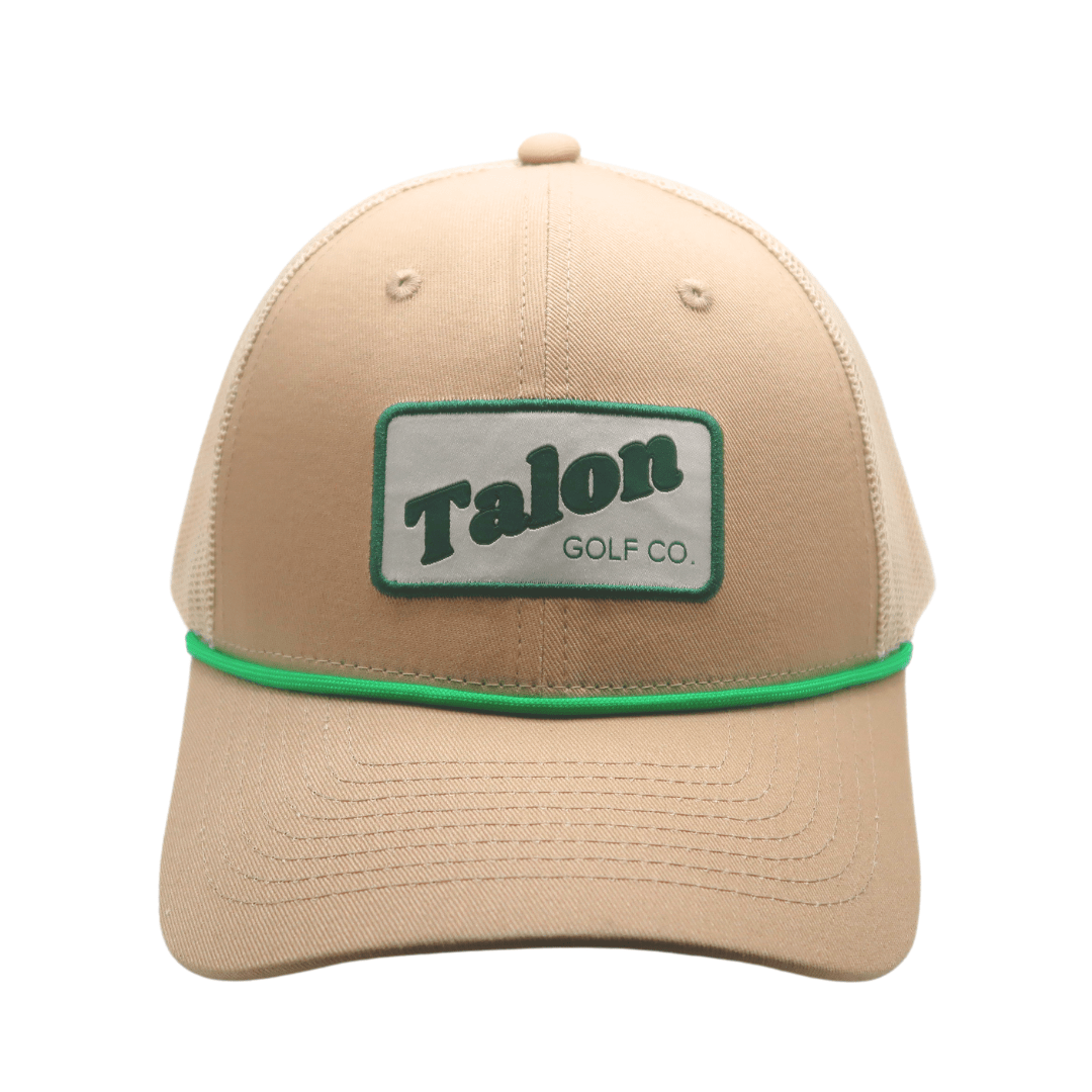 Green Rope Tan Trucker Hat – Cotton/Poly Mesh, Adjustable Fit - WILKYs