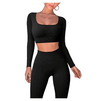 Gym Crop Tank Top Leggings Set - WILKYs