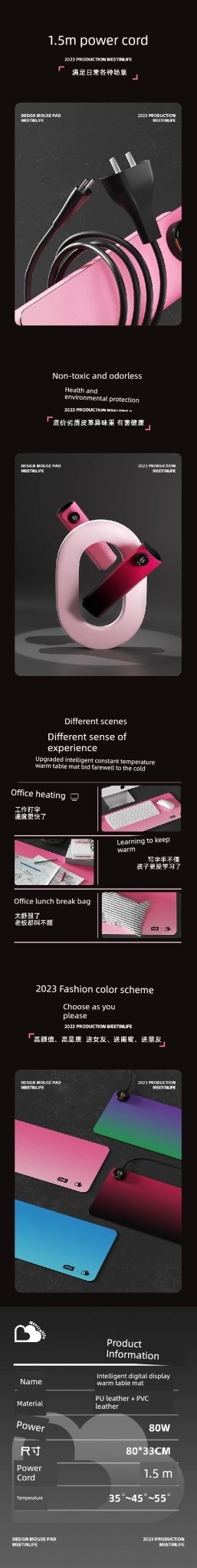 Heating Table Mat Mouse Pad Oversized Heating Table Heating Mat Office Computer Table Top Desk Hand Warmer Mat Winter - WILKYs