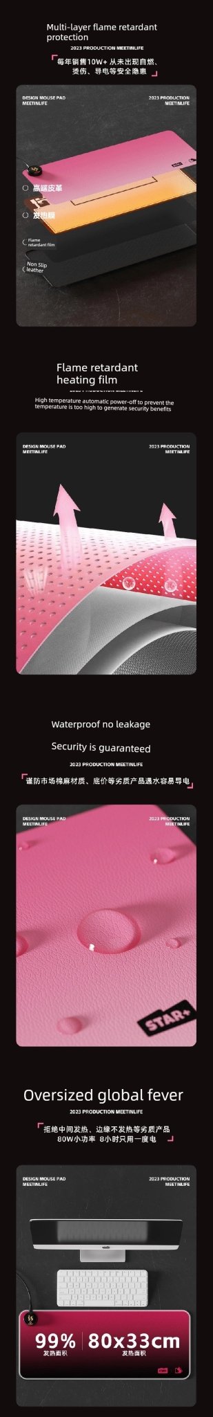 Heating Table Mat Mouse Pad Oversized Heating Table Heating Mat Office Computer Table Top Desk Hand Warmer Mat Winter - WILKYs