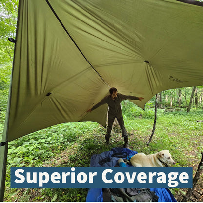 Hideaway 12' Hammock Rain Tarp – Full Coverage, Ultralight Shelter - WILKYs