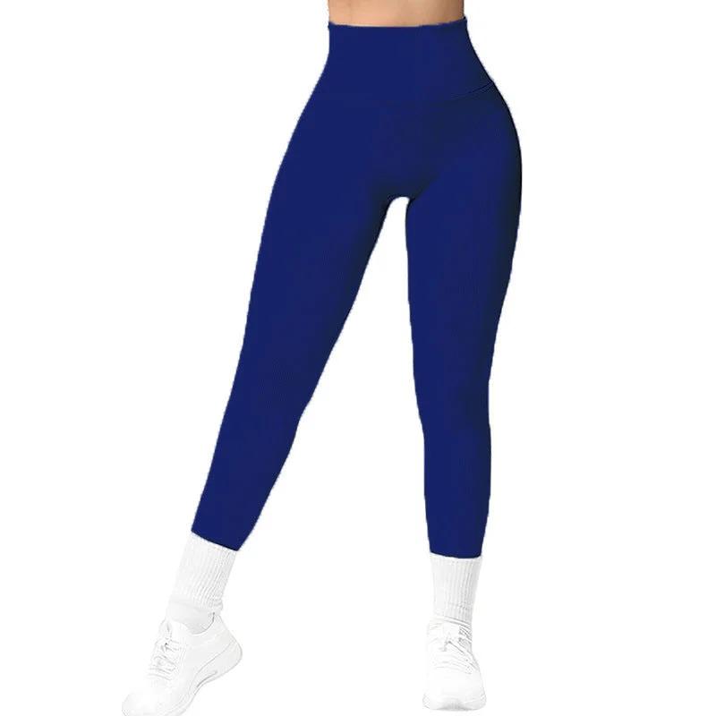 High Waist Seamless Leggings Threaded Knitted Fitness Pants Solid Women's Slimming Sports Yoga Pants Elastic Running Sport Leggings - WILKYs
