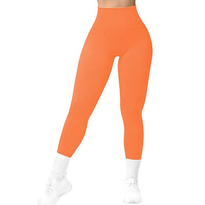 High Waist Seamless Leggings Threaded Knitted Fitness Pants Solid Women's Slimming Sports Yoga Pants Elastic Running Sport Leggings - WILKYs