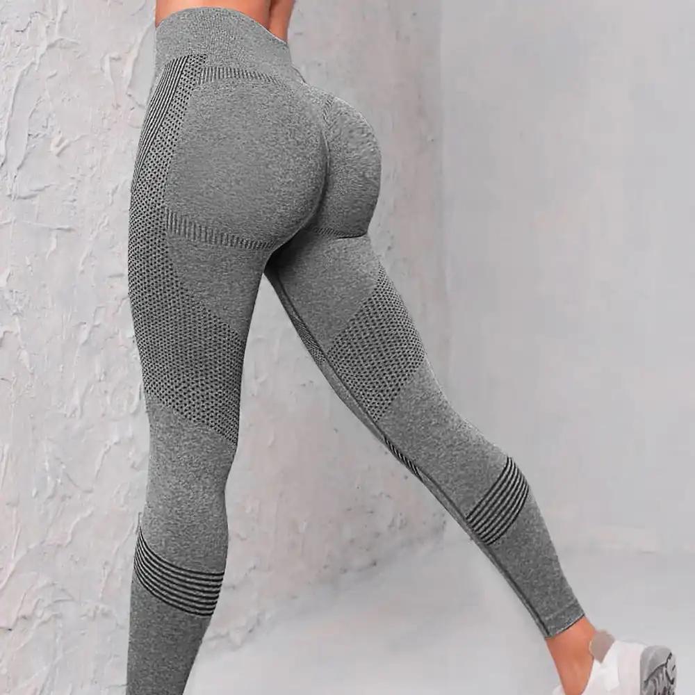 High Waist Seamless Yoga Pants Women's Solid Color Dot Striped Print Butt Lifting Leggings Fitness Running Sport Gym Legging Outfits - WILKYs