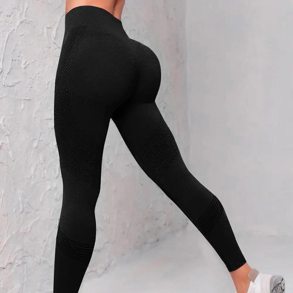 High Waist Seamless Yoga Pants Women's Solid Color Dot Striped Print Butt Lifting Leggings Fitness Running Sport Gym Legging Outfits - WILKYs