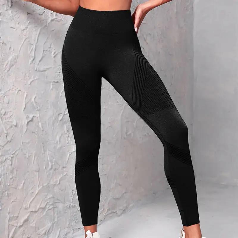 High Waist Seamless Yoga Pants Women's Solid Color Dot Striped Print Butt Lifting Leggings Fitness Running Sport Gym Legging Outfits - WILKYs