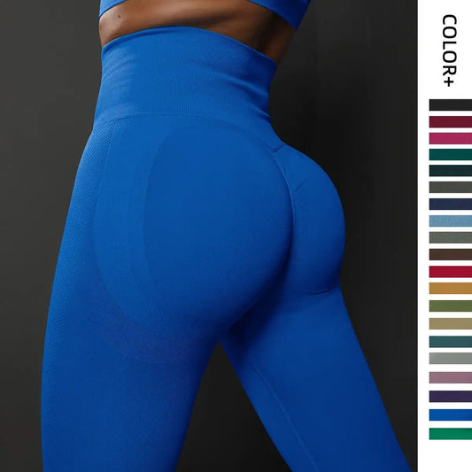 High Waist Seamless Yoga Pants Women's Solid Color Full Length Leggings Fitness Hip Up Running Sport Gym Legging Outfits - WILKYs