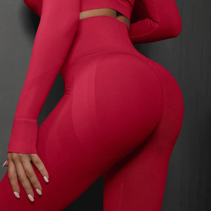 High Waist Seamless Yoga Pants Women's Solid Color Full Length Leggings Fitness Hip Up Running Sport Gym Legging Outfits - WILKYs