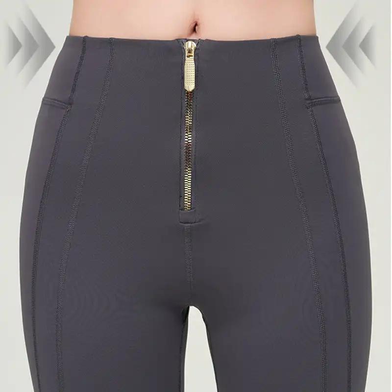 High Waist Zipper Bell - bottom Trousers For Women Slimming Butt Lifting Flared Leggings Sports Gym Fitness Yoga Pants Quick - drying - WILKYs