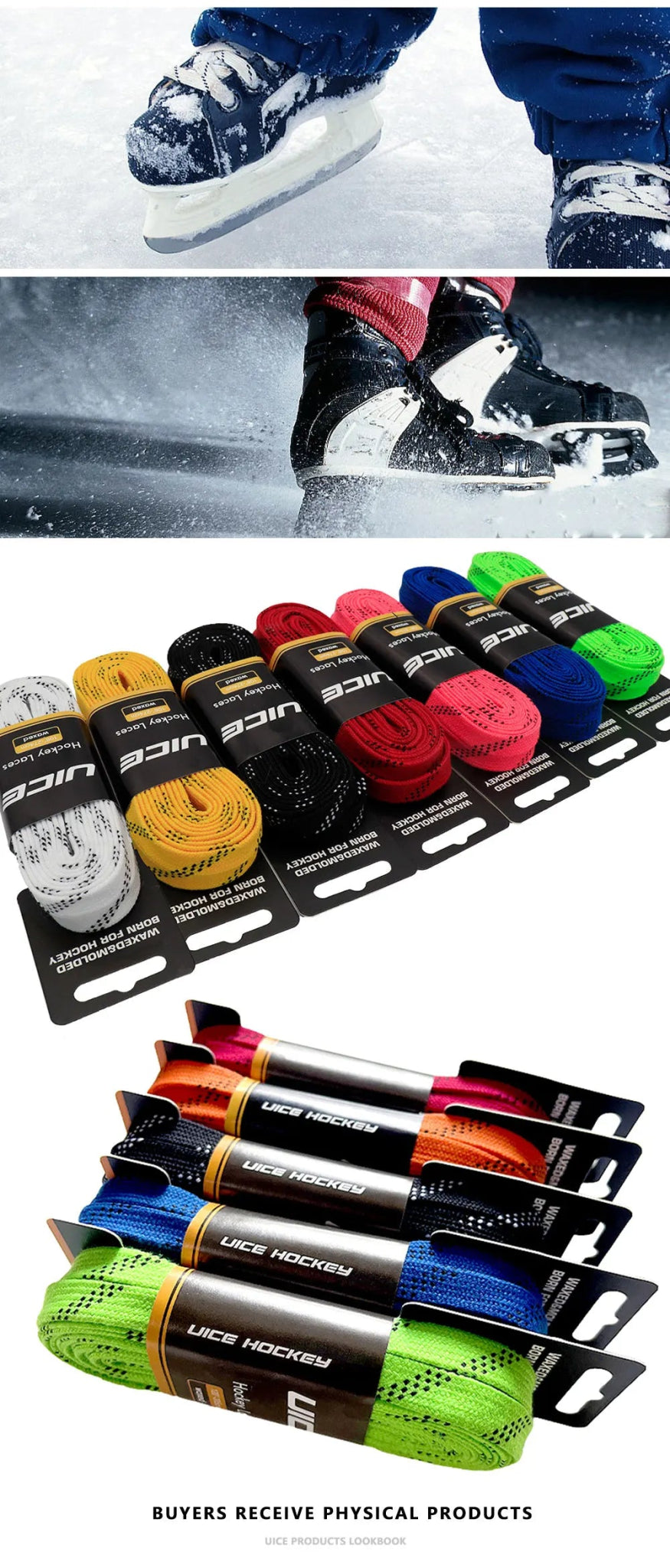 Ice Hockey Skate Laces 84 96 108 120inch Dual Layer Braid Reinforced Waxed Tip Design Hockey Skate Shoe Lacer Hockey Accessories - WILKYs
