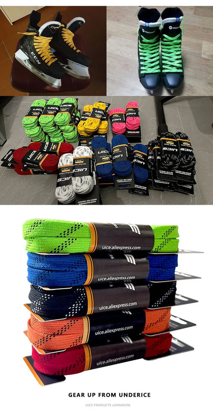 Ice Hockey Skate Laces 84 96 108 120inch Dual Layer Braid Reinforced Waxed Tip Design Hockey Skate Shoe Lacer Hockey Accessories - WILKYs