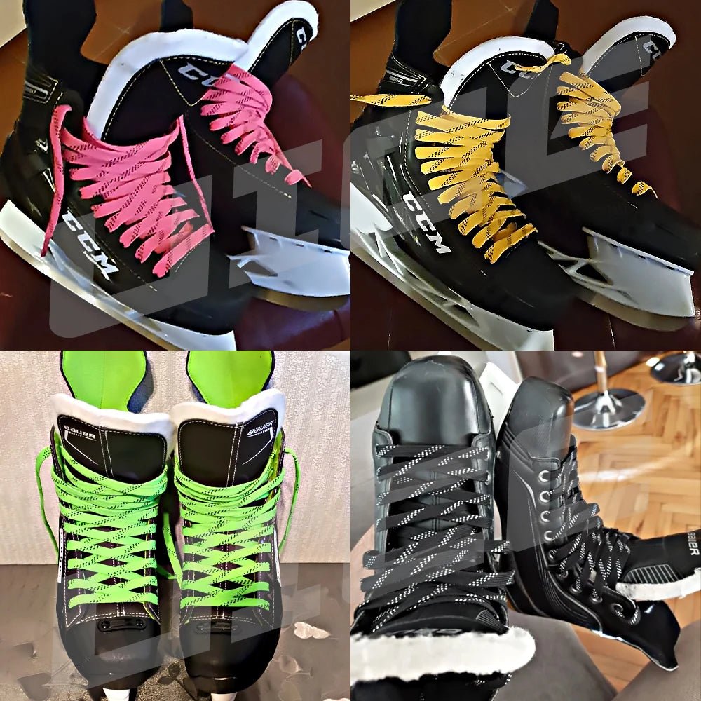 Ice Hockey Skate Laces 84 96 108 120inch Dual Layer Braid Reinforced Waxed Tip Design Hockey Skate Shoe Lacer Hockey Accessories - WILKYs