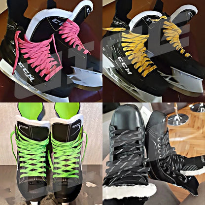 Ice Hockey Skate Laces 84 96 108 120inch Dual Layer Braid Reinforced Waxed Tip Design Hockey Skate Shoe Lacer Hockey Accessories - WILKYs