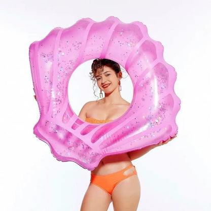 Inflatable sequined shell swimming ring floating row on water - WILKYs