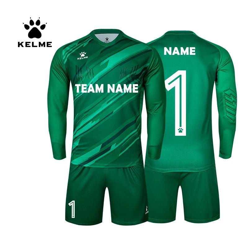 KELME Men Football Jerseys Goalkeeper Jersey Kid Long Sleeve Football Uniform Soccer Shorts Traning Sponge Protector 3801286 - WILKYs