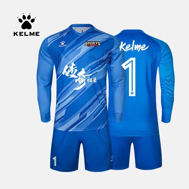 KELME Men Football Jerseys Goalkeeper Jersey Kid Long Sleeve Football Uniform Soccer Shorts Traning Sponge Protector 3801286 - WILKYs