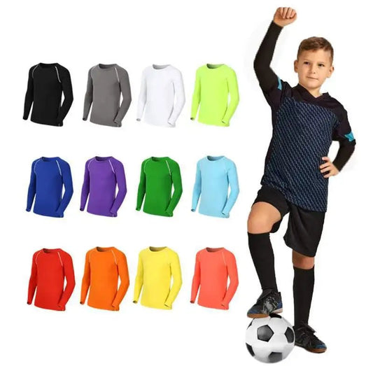 Kids Children Boy Girl Running Long T Shirt Fitness Sport Basketball Football Gym Sportswear Soccer Hiking Undershirt jerseys 6 - WILKYs