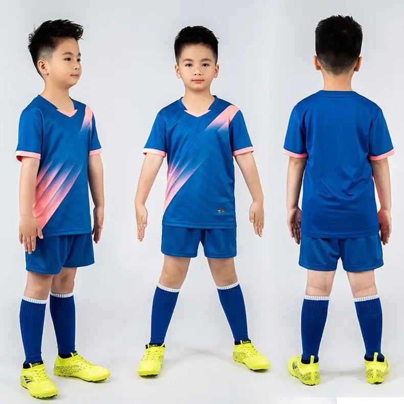 Kids Football Jersey Personalized Custom Boy Soccer Jersey Set Polyester Soccer Uniform Breathable Football Uniform For Children - WILKYs