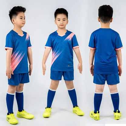 Kids Football Jersey Personalized Custom Boy Soccer Jersey Set Polyester Soccer Uniform Breathable Football Uniform For Children - WILKYs