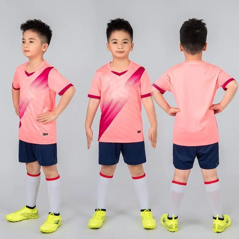 Kids Football Jersey Personalized Custom Boy Soccer Jersey Set Polyester Soccer Uniform Breathable Football Uniform For Children - WILKYs