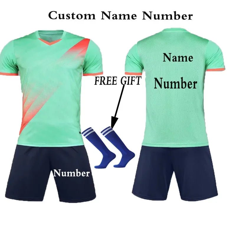 Kids Football Jersey Personalized Custom Boy Soccer Jersey Set Polyester Soccer Uniform Breathable Football Uniform For Children - WILKYs