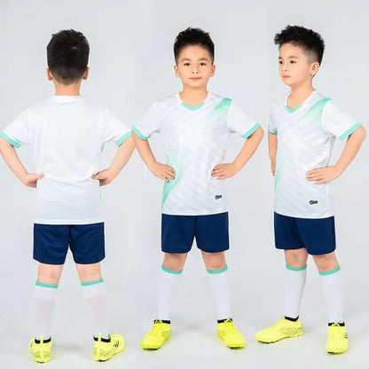Kids Football Jersey Personalized Custom Boy Soccer Jersey Set Polyester Soccer Uniform Breathable Football Uniform For Children - WILKYs
