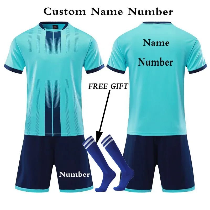 Kids Football Jersey Personalized Custom Boy Soccer Jersey Set Polyester Soccer Uniform Breathable Football Uniform For Children - WILKYs