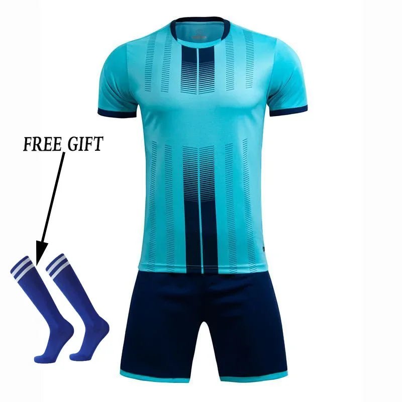 Kids Football Jersey Personalized Custom Boy Soccer Jersey Set Polyester Soccer Uniform Breathable Football Uniform For Children - WILKYs