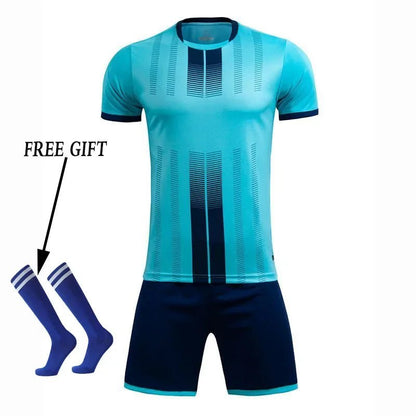 Kids Football Jersey Personalized Custom Boy Soccer Jersey Set Polyester Soccer Uniform Breathable Football Uniform For Children - WILKYs