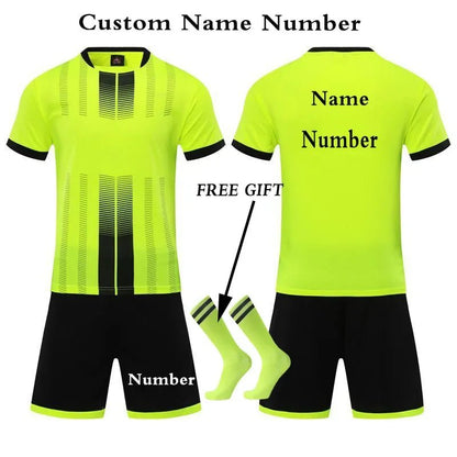 Kids Football Jersey Personalized Custom Boy Soccer Jersey Set Polyester Soccer Uniform Breathable Football Uniform For Children - WILKYs