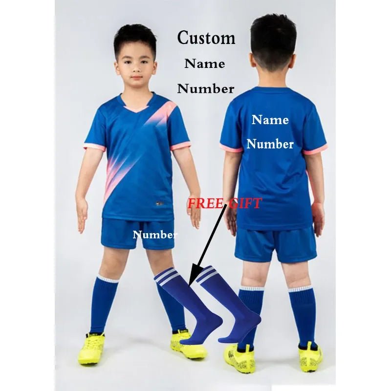 Kids Football Jersey Personalized Custom Boy Soccer Jersey Set Polyester Soccer Uniform Breathable Football Uniform For Children - WILKYs