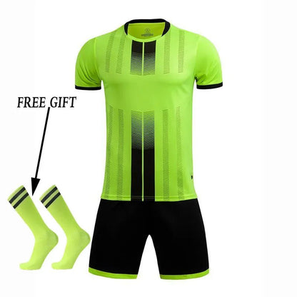 Kids Football Jersey Personalized Custom Boy Soccer Jersey Set Polyester Soccer Uniform Breathable Football Uniform For Children - WILKYs