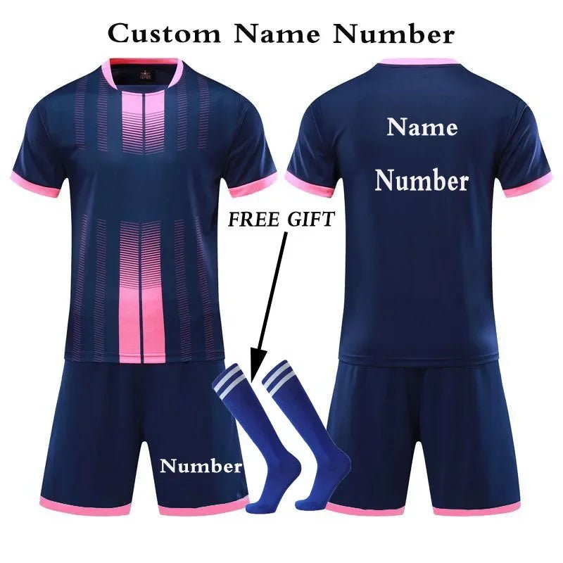 Kids Football Jersey Personalized Custom Boy Soccer Jersey Set Polyester Soccer Uniform Breathable Football Uniform For Children - WILKYs