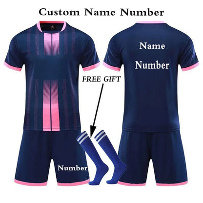 Kids Football Jersey Personalized Custom Boy Soccer Jersey Set Polyester Soccer Uniform Breathable Football Uniform For Children - WILKYs