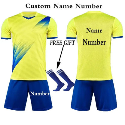 Kids Football Jersey Personalized Custom Boy Soccer Jersey Set Polyester Soccer Uniform Breathable Football Uniform For Children - WILKYs