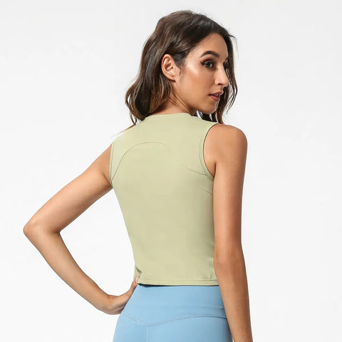 Lace drawstring fitness yoga vest - WILKYs