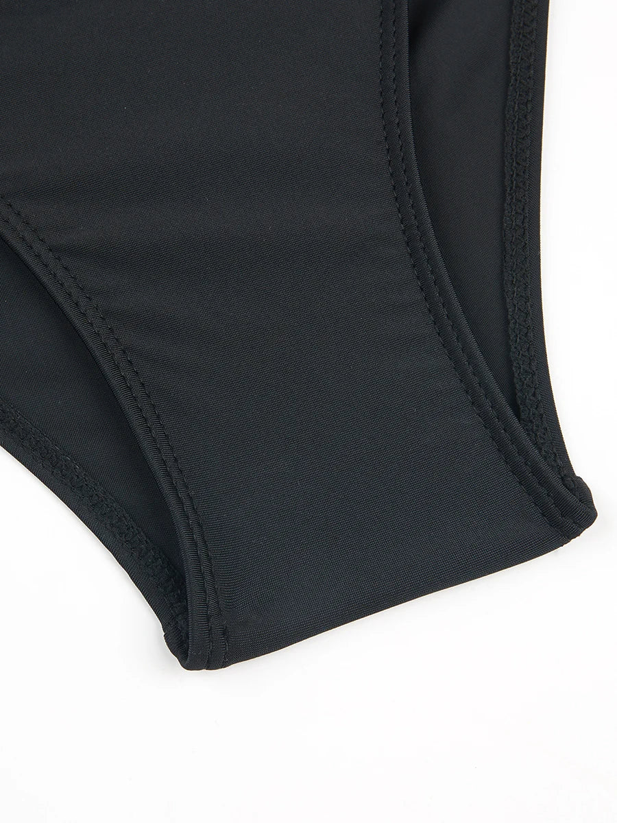 Large monochrome bikini, women's enhancement, two - piece high waisted swimsuit, beach clothing, 2024 - WILKYs