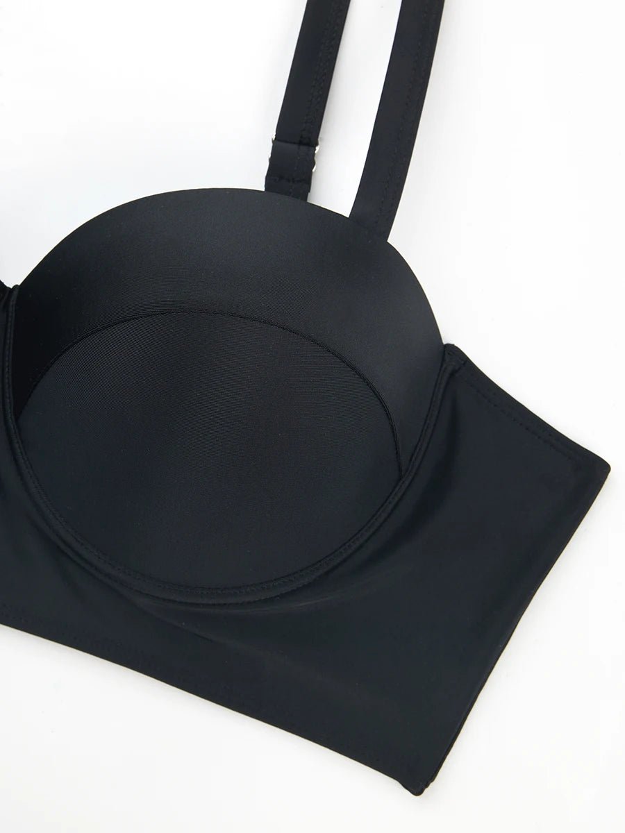 Large monochrome bikini, women's enhancement, two - piece high waisted swimsuit, beach clothing, 2024 - WILKYs