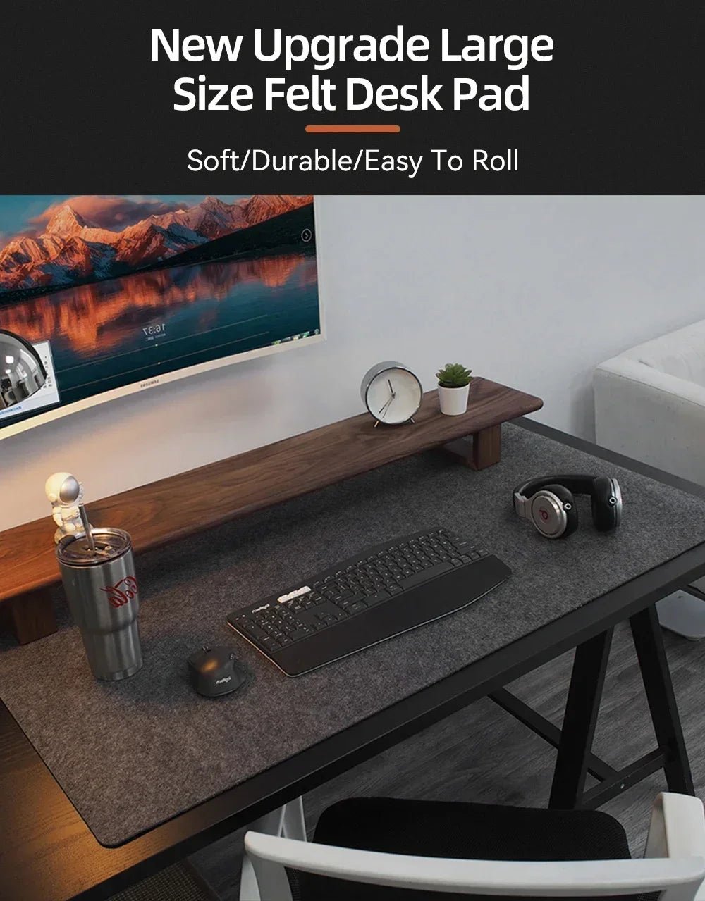 Large Size Wool Felt Mouse Pad Office Computer Desk Protector Mat Table Laptop Cushion Non-slip Gaming Accessories Keyboard Mat - WILKYs