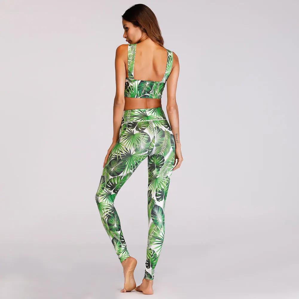 Leaf Print Yoga Fitness Set - WILKYs