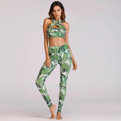 Leaf Print Yoga Fitness Set - WILKYs